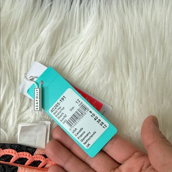 Seafolly Black Bikini Bottom with Coral Trim Size 8 – New With Tags - Picture 3 of 6